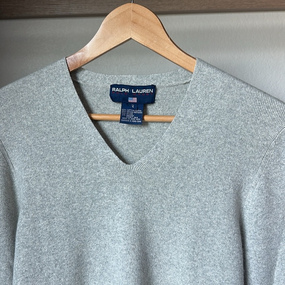 Ralph Lauren Polo Sport Angora Blend V-Neck Sweater Small Gray - Picture 4 of 8
